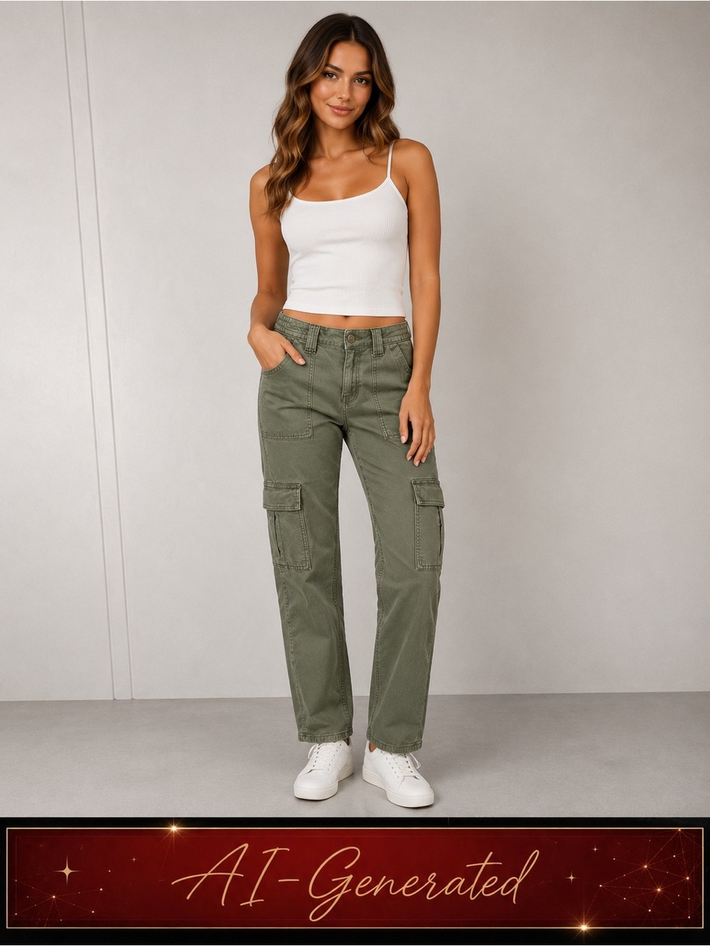 American Eagle Stretch Olive Green Jeans Cargo Straight Leg Low Rise Size 0R